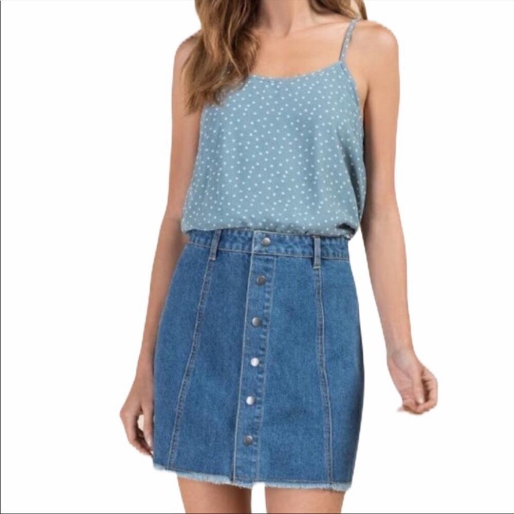 Harper button down denim jean skirt